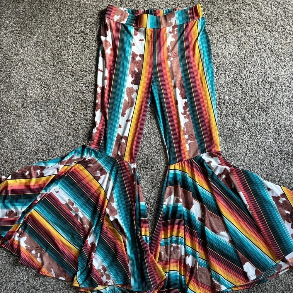 Multicolored Flare Pants - Picture 1 of 9